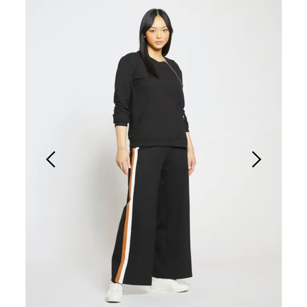 Universal Standard Stephanie Wide Leg Stripe Pointe Pants Blue and White Stripe